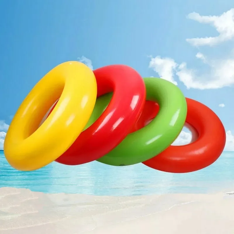 

Rubber Inflatable Life Buoy Swimming Ring Solid Color Thickened