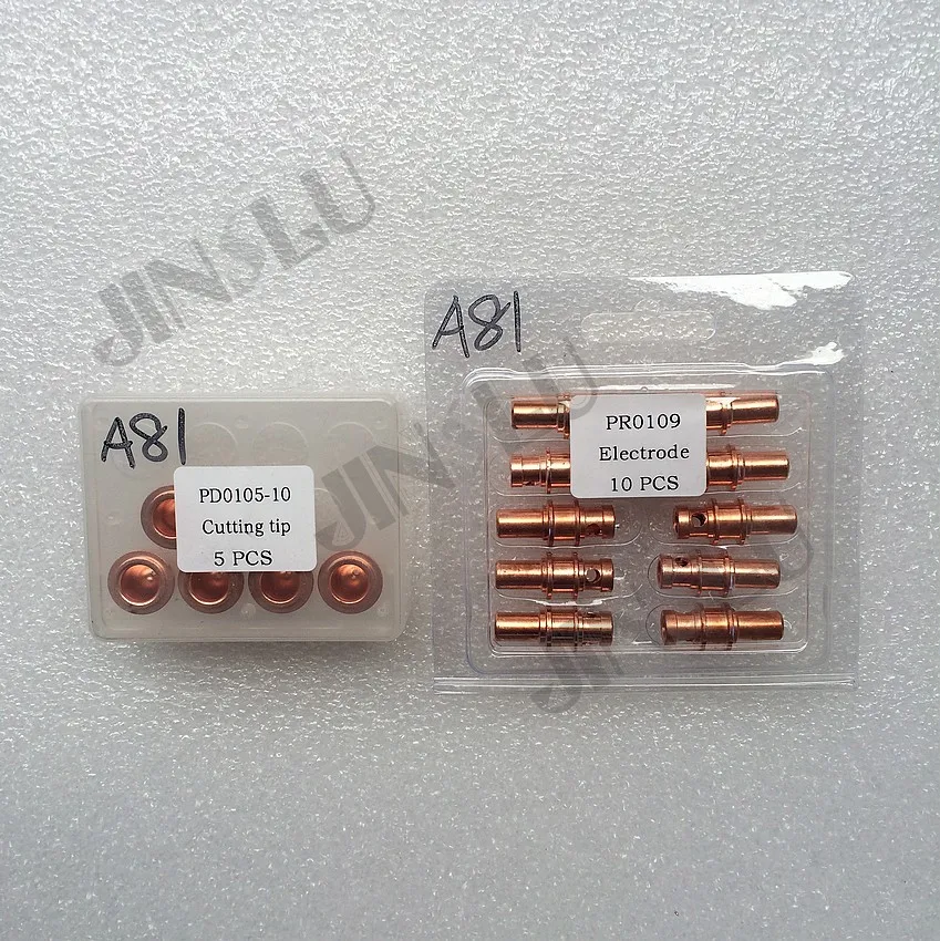  OEM A81 Air Plasma Cutting Torch Consumables 50Amp PD0105-10 1.0mm Tip & PR0109 Electrode - Long Life 20PCS