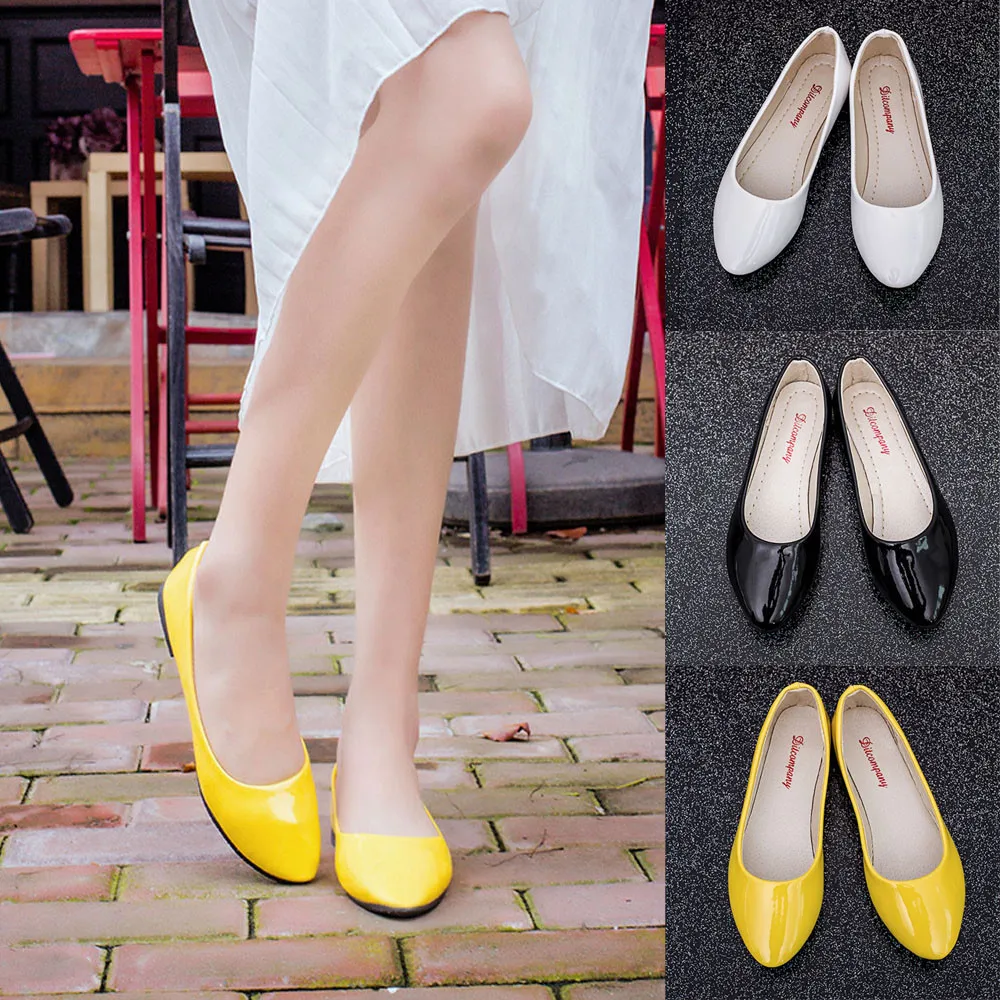 

Women Solid color single-toe pointed office flat with peas shoes single ladies Pointed Toe Leather Slip On Casual Loafers Shoes