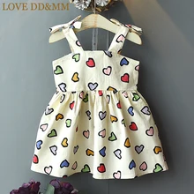 Платья для девочек с надписью «LOVE DD& MM» г., новая летняя детская одежда красивое однотонное простое платье на бретелях с бантом и принтом «Love» для девочек