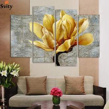

Wholesale 4 pcs/set modern oil painting printed on canvas wall art pictures for home decoration flowers no frame