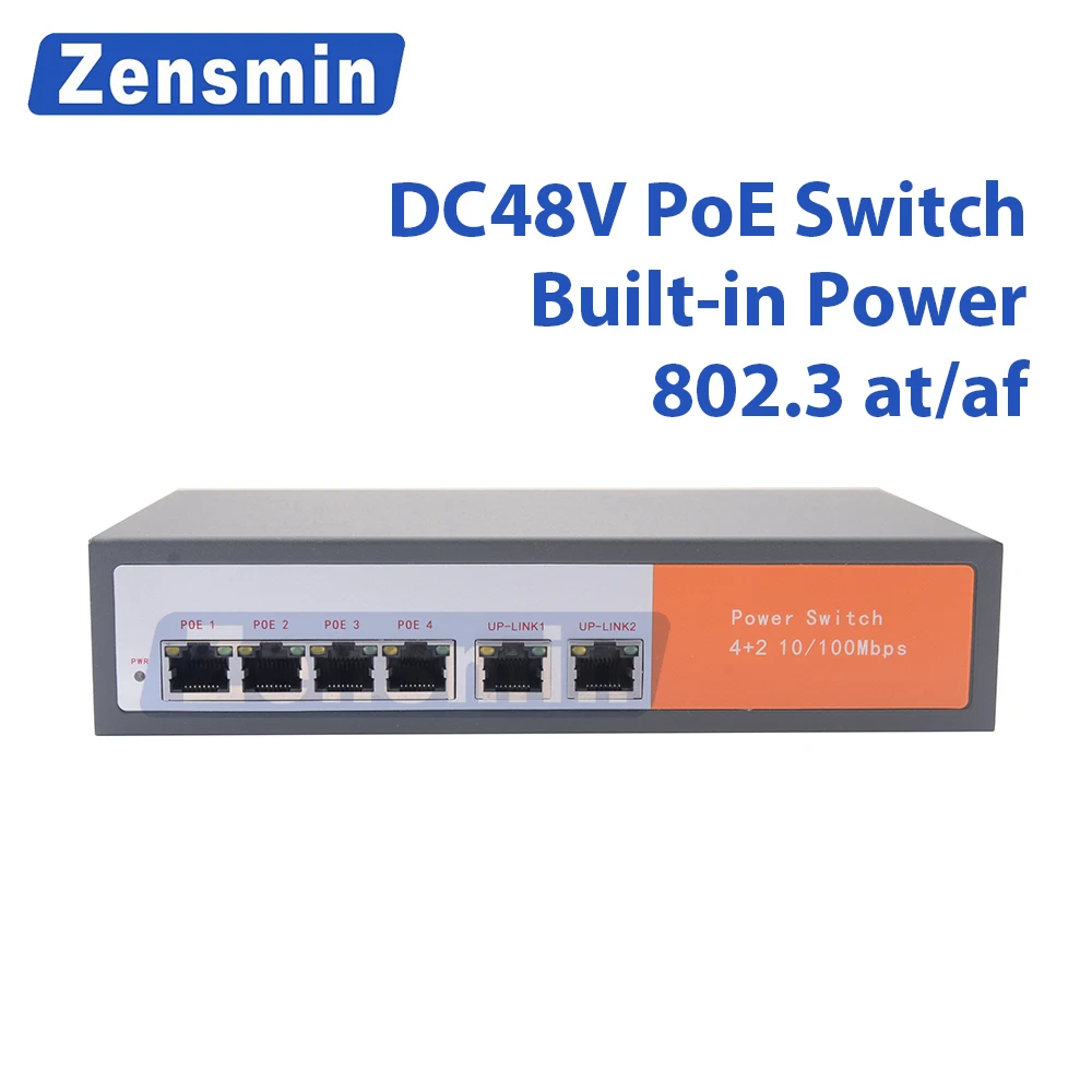 

Zensmin 6 Port POE switch Ethernet with 75W power adapter for Network IP cameras or wireless AP/ 4 PoE Splitter suit cctv system