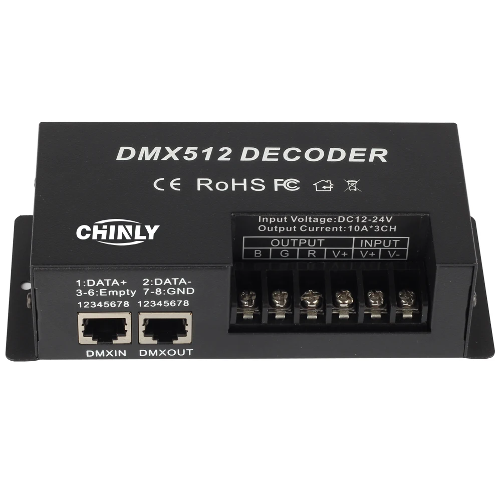 3 канала 30A RGB DMX 512 светодиодный декодер контроллер DMX диммер используется для DC12-24V RGB светодиодный