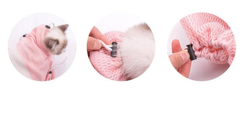Новая Сетчатая Сумка для купания кошек, регулируемые моющие сумки, не царапающие, удерживающие ногти, двойной слой, утолщение