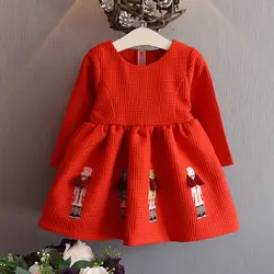 Красная одежда с героями мультфильмов для девочек 8 лет вечернее платье Осень 2016 Зимняя одежда с длинным рукавом Детские платья для девочек