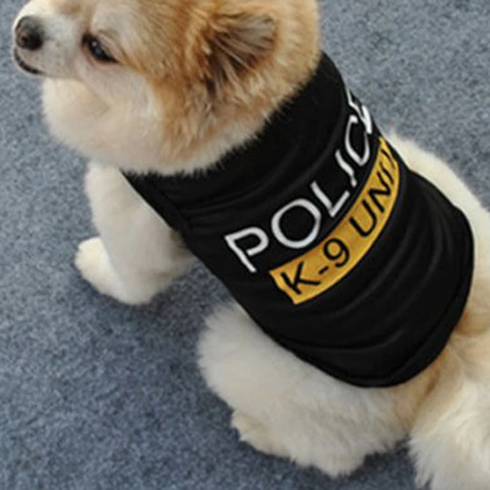 Жилет для собак Забавный костюм полицейского косплей мягкая одежда для собак черная эластичная безрукавка футболка со щенком Одежда Костюмы Одежда для домашних животных Одежда для собак и кошек