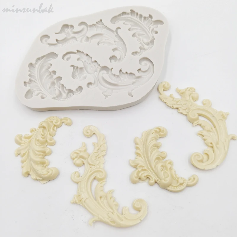

minsunbak Feather Shape Cake Border Decoration Tool Classic European Embossed Silicone Fondant Mould