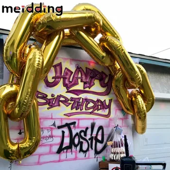 

MEIDDING 90s Party Decoration Giant Balloon Chain Balloon Gold 22" Birthday Hip Hop Theme Wedding Arch Supplies Retro Dance Link