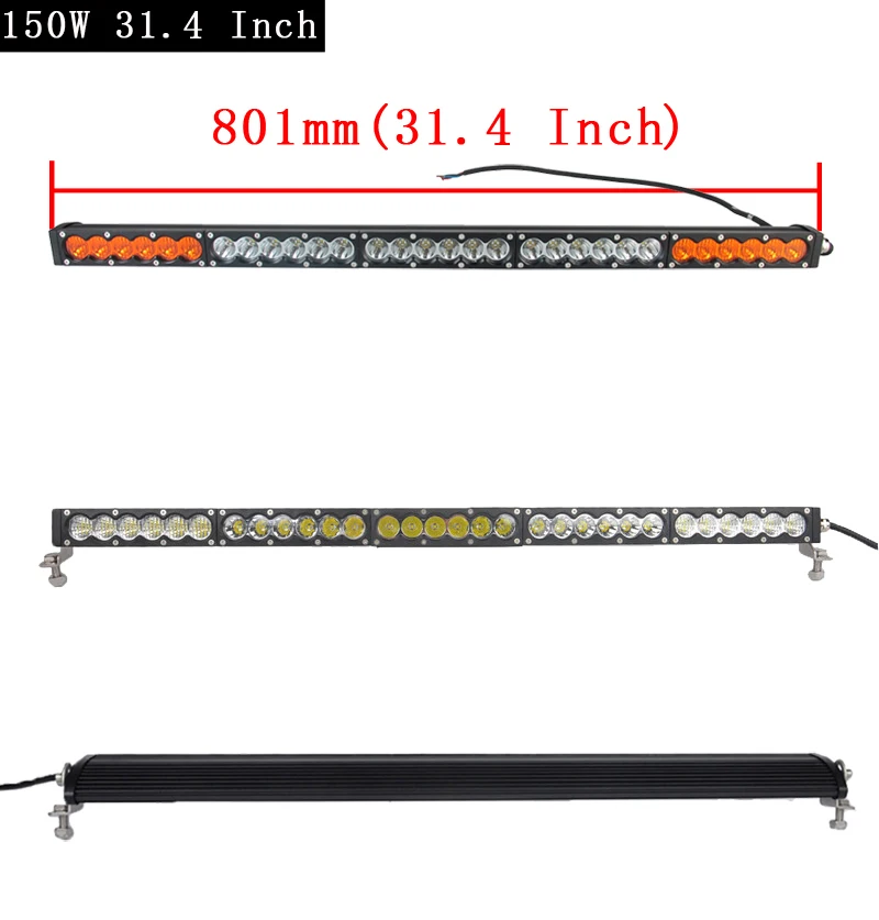 SufeMotec 90 Вт 150 Вт 240 Вт однорядные светодиодный светильник светодиодный лайтбар с светильник комбо белый янтарь противотуманная фара для бездорожья грузовик SUV 4x4 4WD 12V 24V