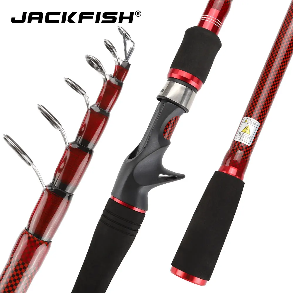

JACKFISH Carbon Telescopic Spinning Casting Rod 1.8-2.7M Fishing Travel Rod M Power Ultralight Fishing Rod 7 Sections Lure Rod