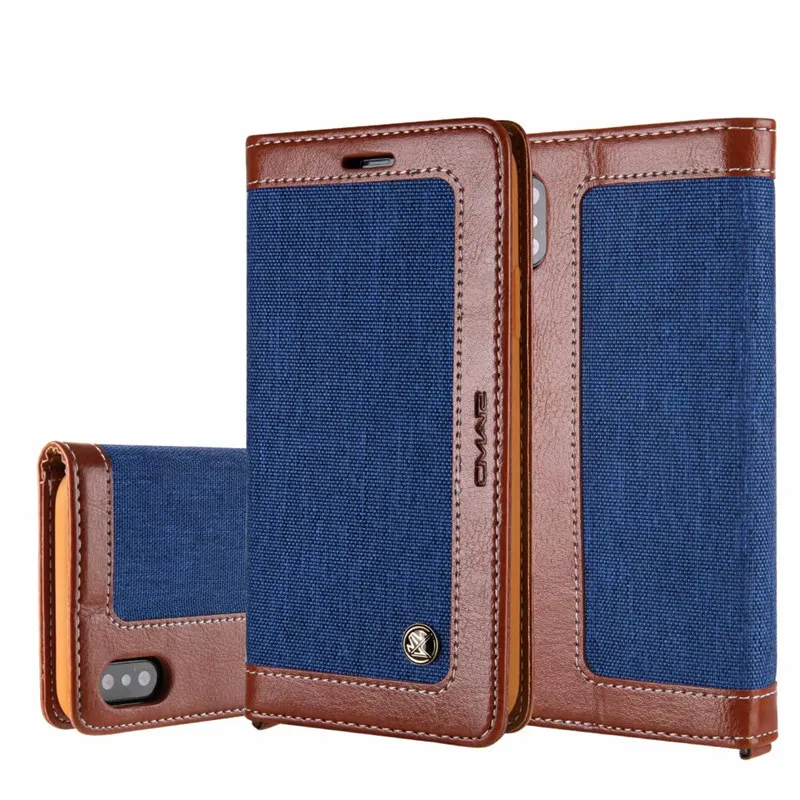 Роскошный PU бумажник флип чехол для iPhone 6 6 S 7 8 Plus кожаный чехол магнитное силиконовое покрытие с кредитной картой для iPhone X XR XS Max - Цвет: Blue and brown