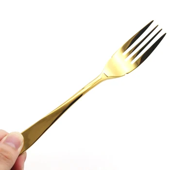 

2Pcs/set Golden Big Fish Fork 201 Stainless Steel Colored Brand New Cutlery Set Dinnerware Flatware Tableware Kitchen Accessory