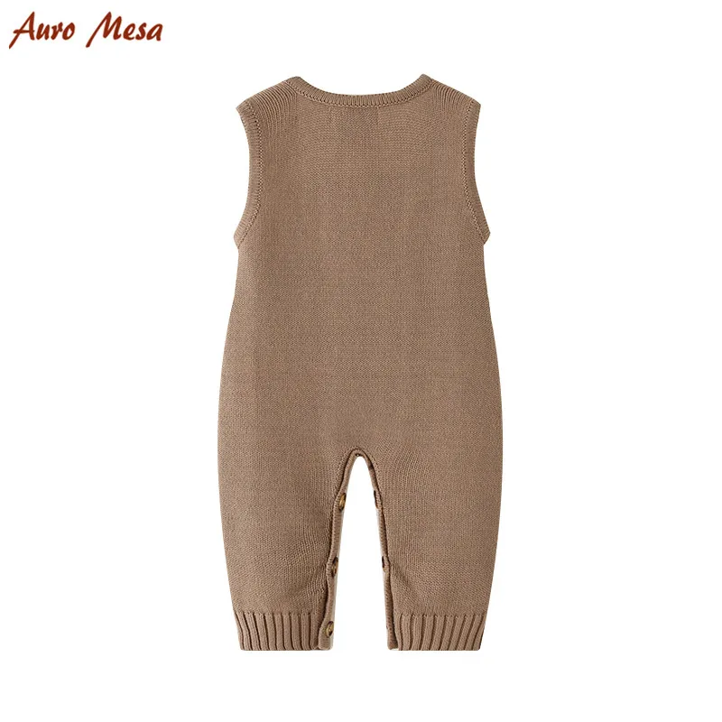 AURO Mesa/вязаные комбинезоны для новорожденных; вязаная одежда для маленьких мальчиков; зимняя одежда без рукавов для малышей