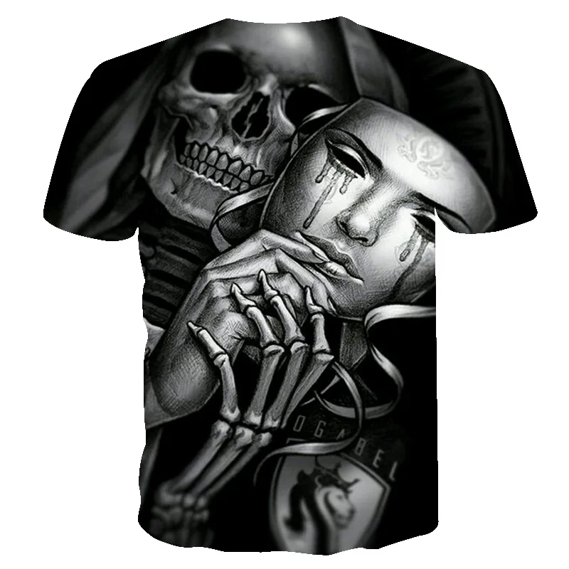 Новинка, новая модная мужская футболка с принтом lovers Crown Skulls, 3D футболка, черные футболки, мужские хип-хоп уличные футболки с круглым вырезом