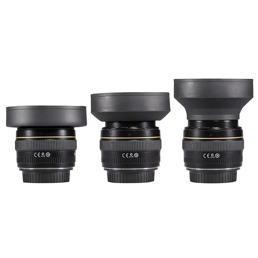 58 мм 3 в 1 бленда резиновая Складная для Canon Rebel EOS Nikon Sigma и другие объективы