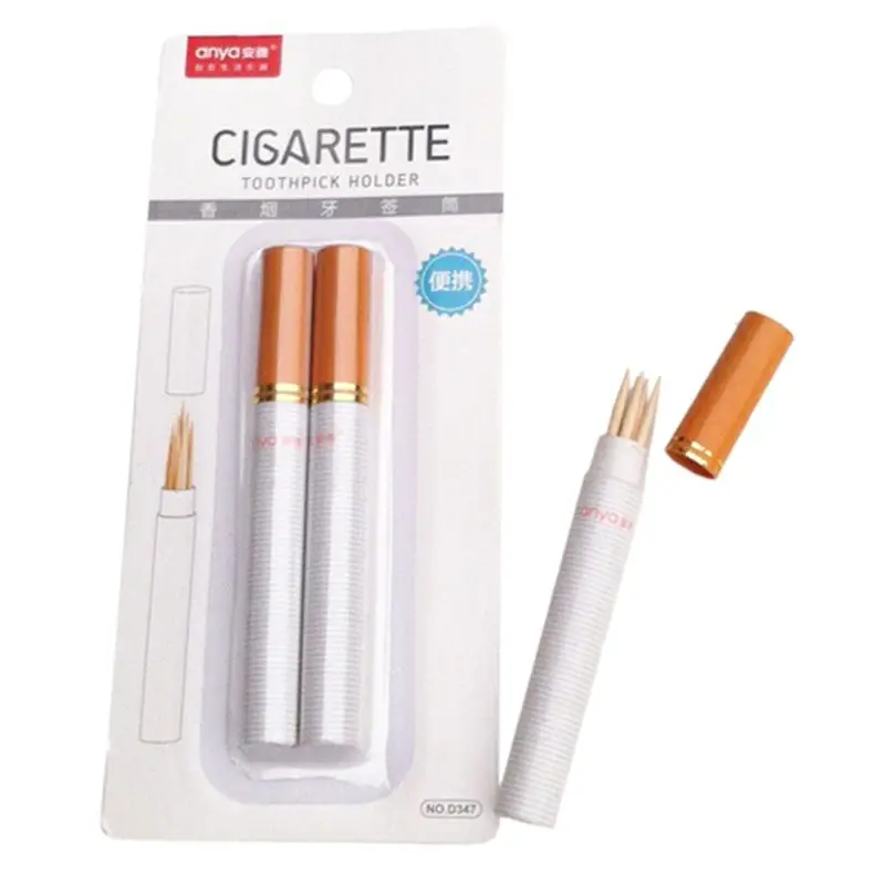 

2pcs Cigarette Shaped Toothpick Storage Box Secret Stash Pill Container Pocket Holder Creative Table Decoration
