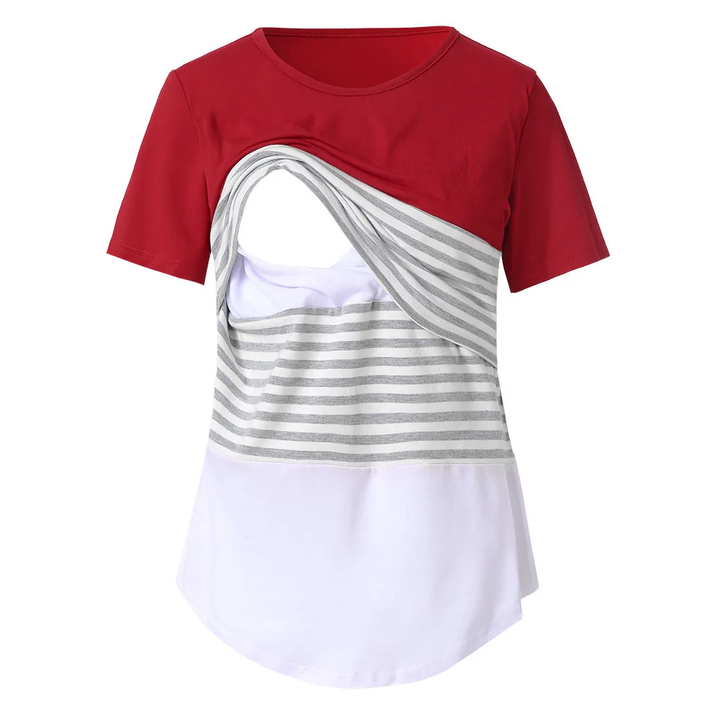 MUQGEW Одежда для беременных для кормящих женщин средства ухода за кожей для будущих мам в полоску Круглый О-образным вырезо