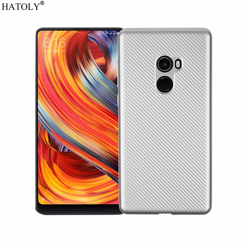 HATOLY для Fundas Xiaomi mi x 2 Чехол Xiaomi mi x 2 Ультратонкий Мягкий ТПУ/углеродное волокно задняя крышка для Xiaomi mi Mix 2 5,99" - Цвет: Silver