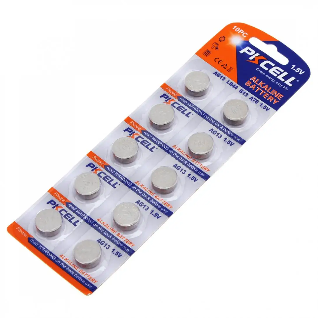 PKCELL 20 шт./лот 1.5В Zn/MnO2Nominal AG13 LR44 батарея SR44 L1154 357 A76 кнопочные Аккумуляторы высокого