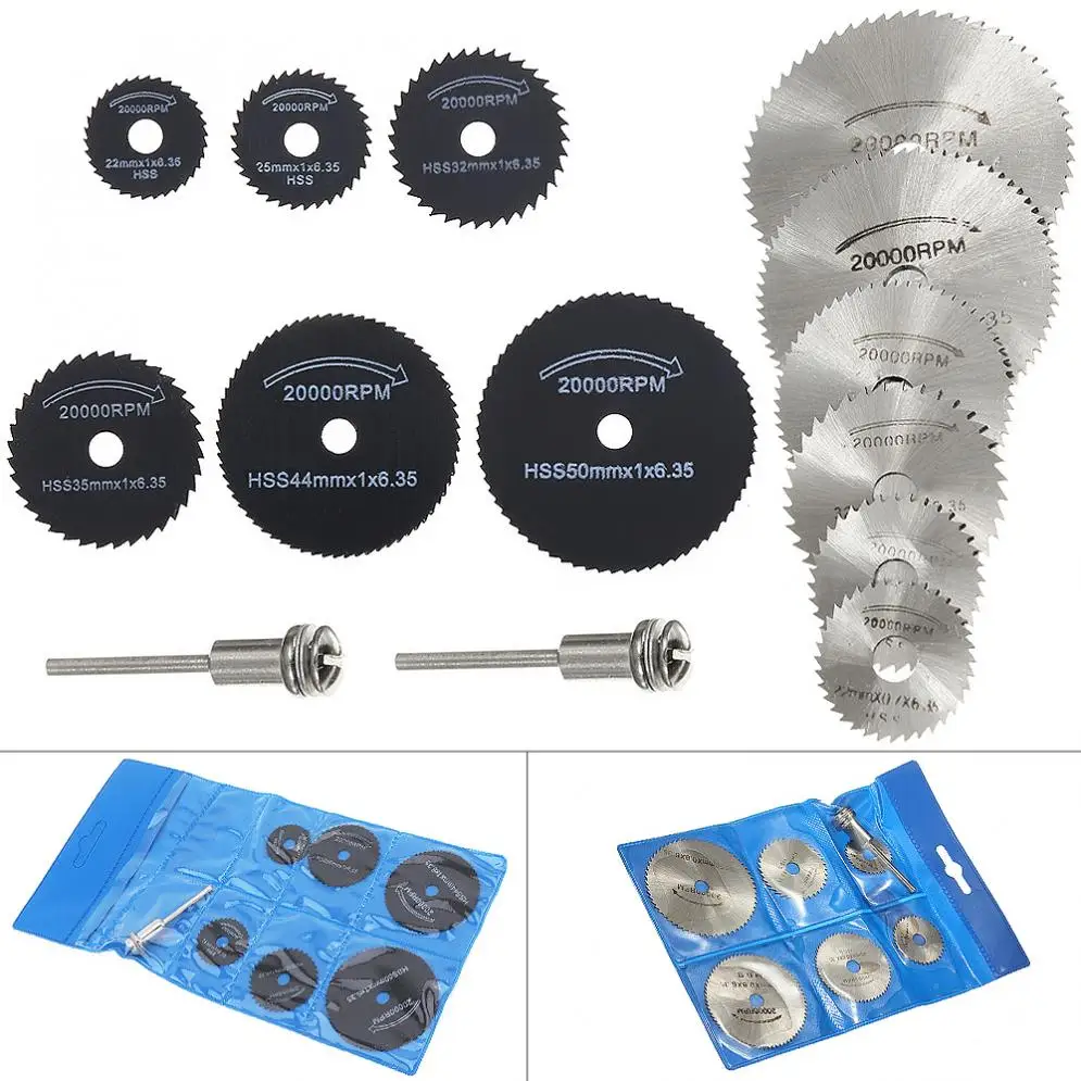 

14pcs HSS Circular Saw Blade Cutting Discs Rotary Metal Cutter Power Tool Kit with Connecting Shank Drill Mandrel