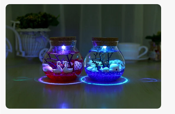 Leedome RGB светодиодный ночник романтическая морская рыба камень океан бутылка из серии «сделай сам» Подводные ночные лампы на Рождество праздник освещение