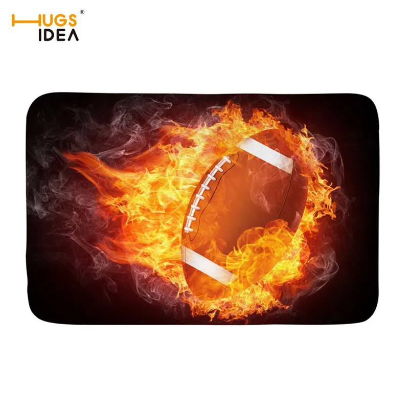 HUGSIDEA нескользящий коврик для ванной комнаты Американский футбол огонь 3D узор ковер для гостиной домашний декор для пола Novetly ковры Tapis