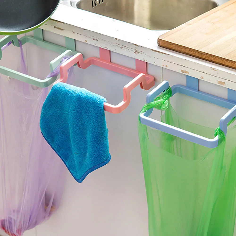 

New Kitchen Door Back Hanging Style Cabinet Stand Trash Garbage Bags Support Holder