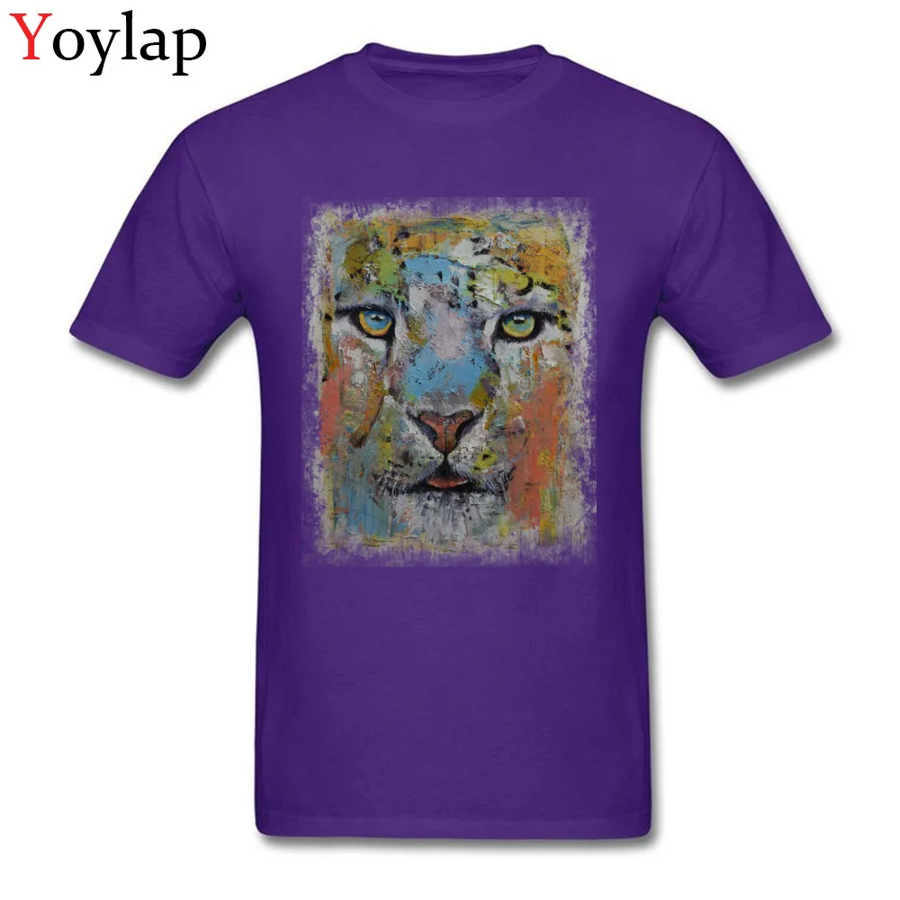 100% Cotton Tops Tees SNOW LEOPARD for Boys Design T-shirts Personalized New Coming Round Collar Short Sleeve Sweatshirts purple