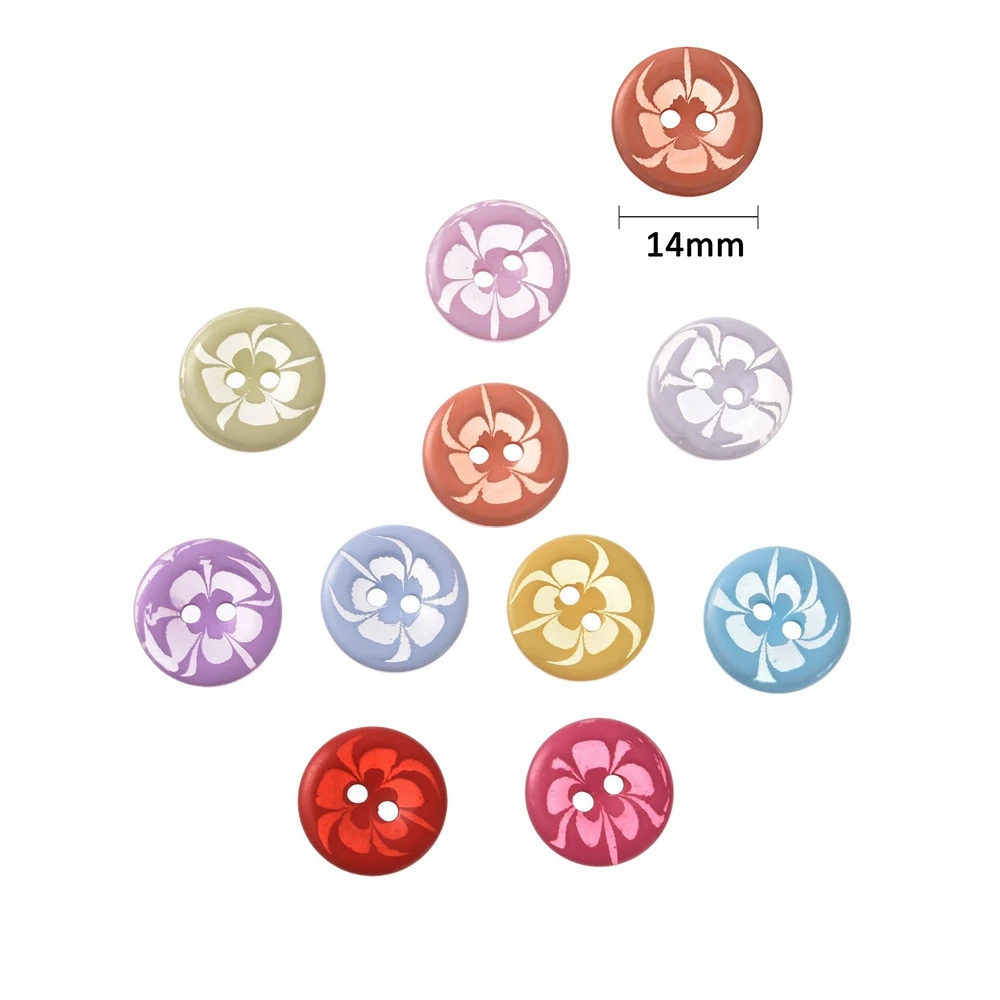 

100 Pieces 14mm Flower Patterned Resin Buttons Baby Children Knits DIY Apparel Sewing Ornament Buttons Scrapbooking Decor