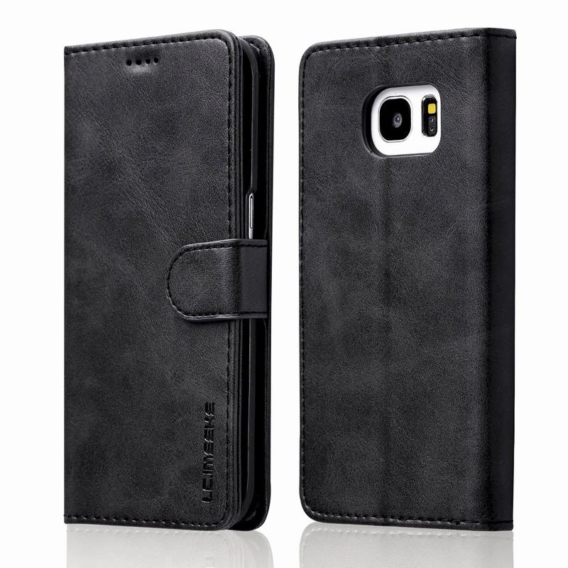 Funda de cuero para Samsung Galaxy S7 Edge, carcasa con tapa para Samsung S7 Edge, billetera de lujo, funda magnética para S 7|Fundas antigolpes teléfono| - AliExpress