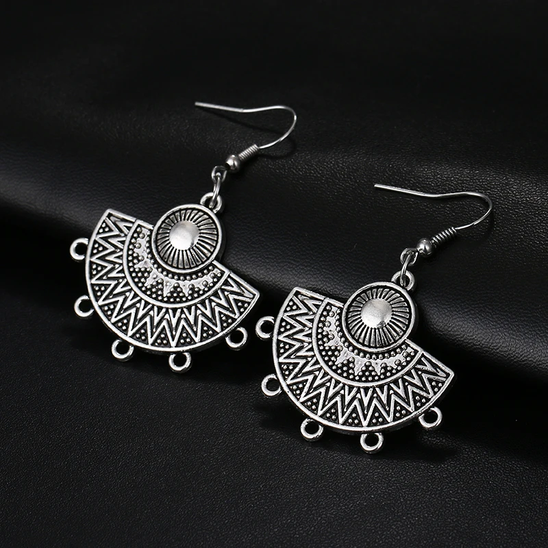 

RscvonM New Fashion Boho Big Drop Earrings For Women Jewelry Brinco Carved Vintage Tibetan Silver Bohemian Long Earrings