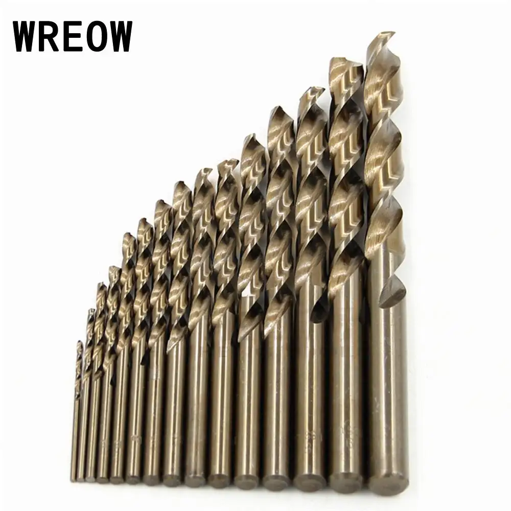 

15pcs Cobalt Drill Bit Set Hole Saw Cutter M35 HSS Straight Shank Metal Wood Working Twist Drill Bit 1.5-10mm Power Tools