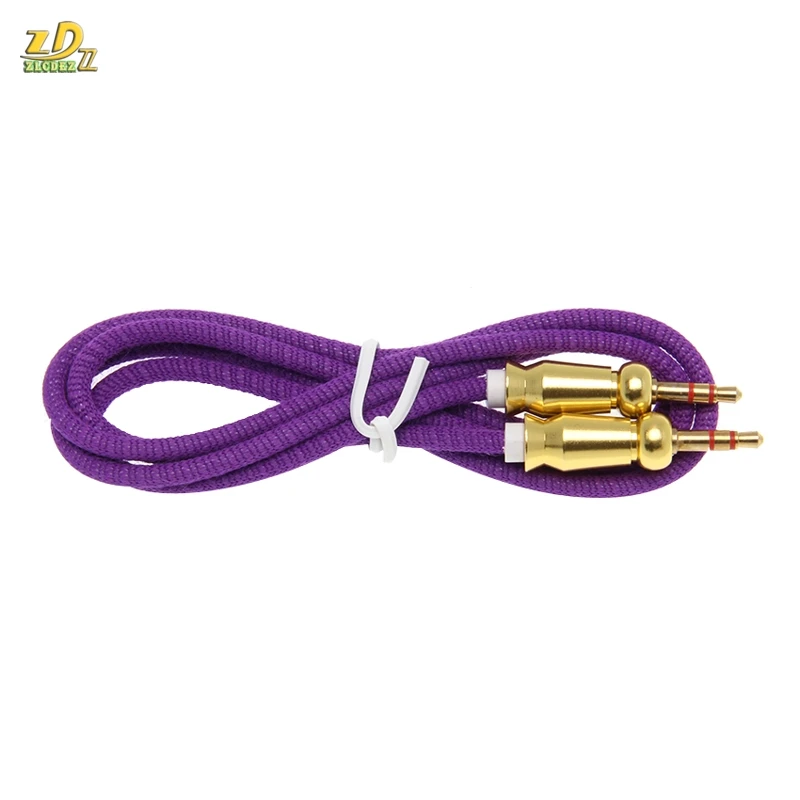 Audio Cable Jack 3 5 mm Male to Male colorful Cloth Audio Aux Cable For iPhone Car Headphone Speaker Wire Line Aux Cord 100pcs