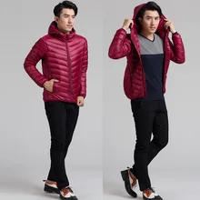 Белая пуховая куртка с капюшоном, Мужская Сверхлегкая пуховая куртка на открытом воздухе, ветрозащитная Водонепроницаемая подставка с воротником, Зимняя парка, мужские куртки