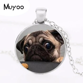 

Wholesale Glass Dome Round Pendant Animals Jewelry Pug Necklaces Pendants Dog Picture Necklace The Best Gift for Dog Lovers HZ1