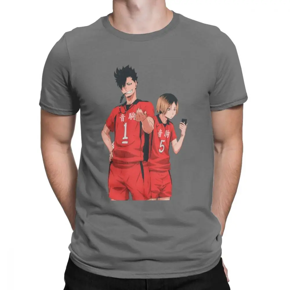 Haikyuu футболки мужские хлопок футболка Kuroo аниме Bokuto Oya манга Shoyo волейбольная футболка с коротким рукавом Одежда размера плюс - Цвет: Темно-серый