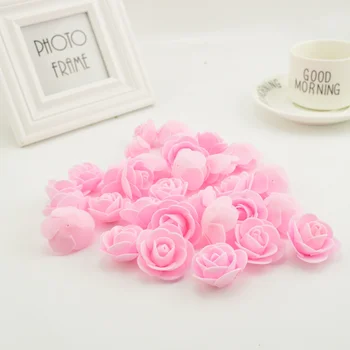 50PCS cheap Artificial Flowers For Wedding Car Decoration Foam Rose DIY Pompom Wreath Decorative Valentines day Fake Flowers