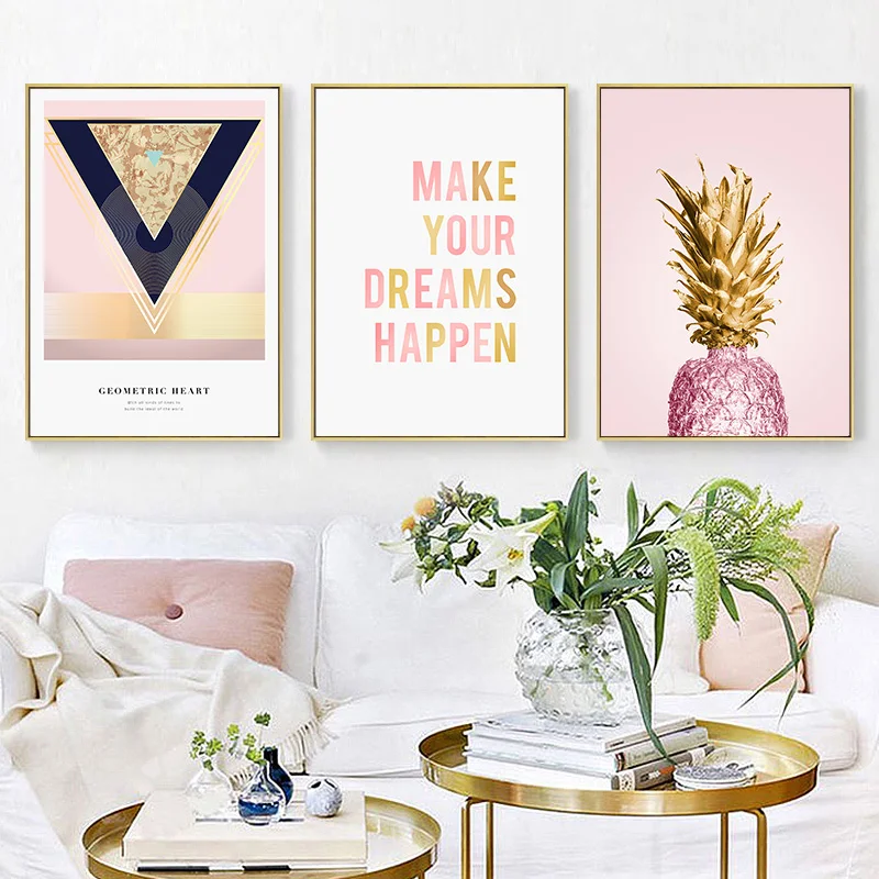 Abstract Banana Pink Pineapple Digital Painting Poster Canvas Painting Home Wall Art Decorative Wall Stickers Can Be Customized