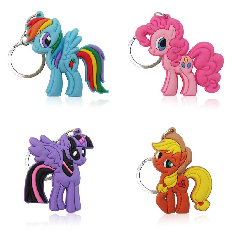 

6PCS My Little Poni Keychain Cartoon Twilight Sparkle Pinkie Rainbow Dash Applejack Rarity Fluttershy Anime Key Ring Holder Toys