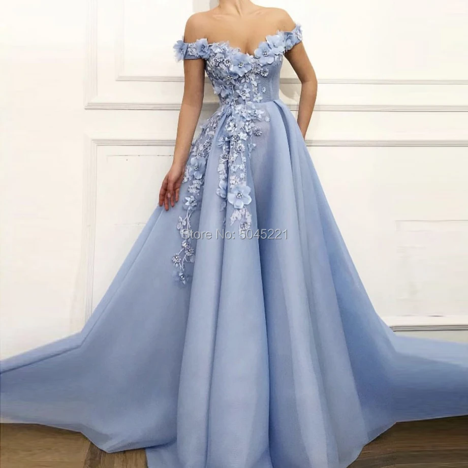 

Embroidery Long Evening Dresses 2019 Robe de Soiree Kaftans Dubai Prom Dress For Weddings Saudi Arabic Off the Shoulder Party