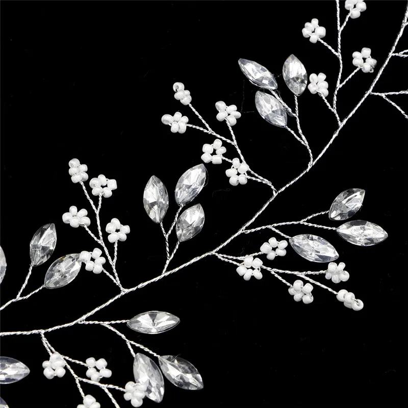 Luxury Crystal Wedding Hair Accessories Headband Simulated Pearl Bridal Hair Vine Hairbands Crown Headpiece Bride Tiara Jewelry