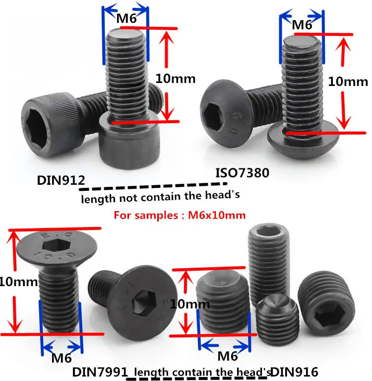 1000 шт./лот DIN916 M3/M4 Шестигранная винт M3* 3/4/5/6/8/10/12/16/20 мм установочный винт M4* 3/4/5 6/8/10/12/16/20 мм черный винт болт