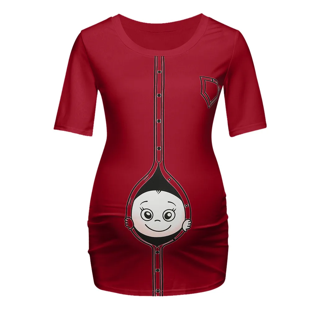 

vetement femme 2019 Women clothes Short sleeve Pregnant Maternity Dress Nursing Solid Printing Cartoon Print Tops ropa de mujer
