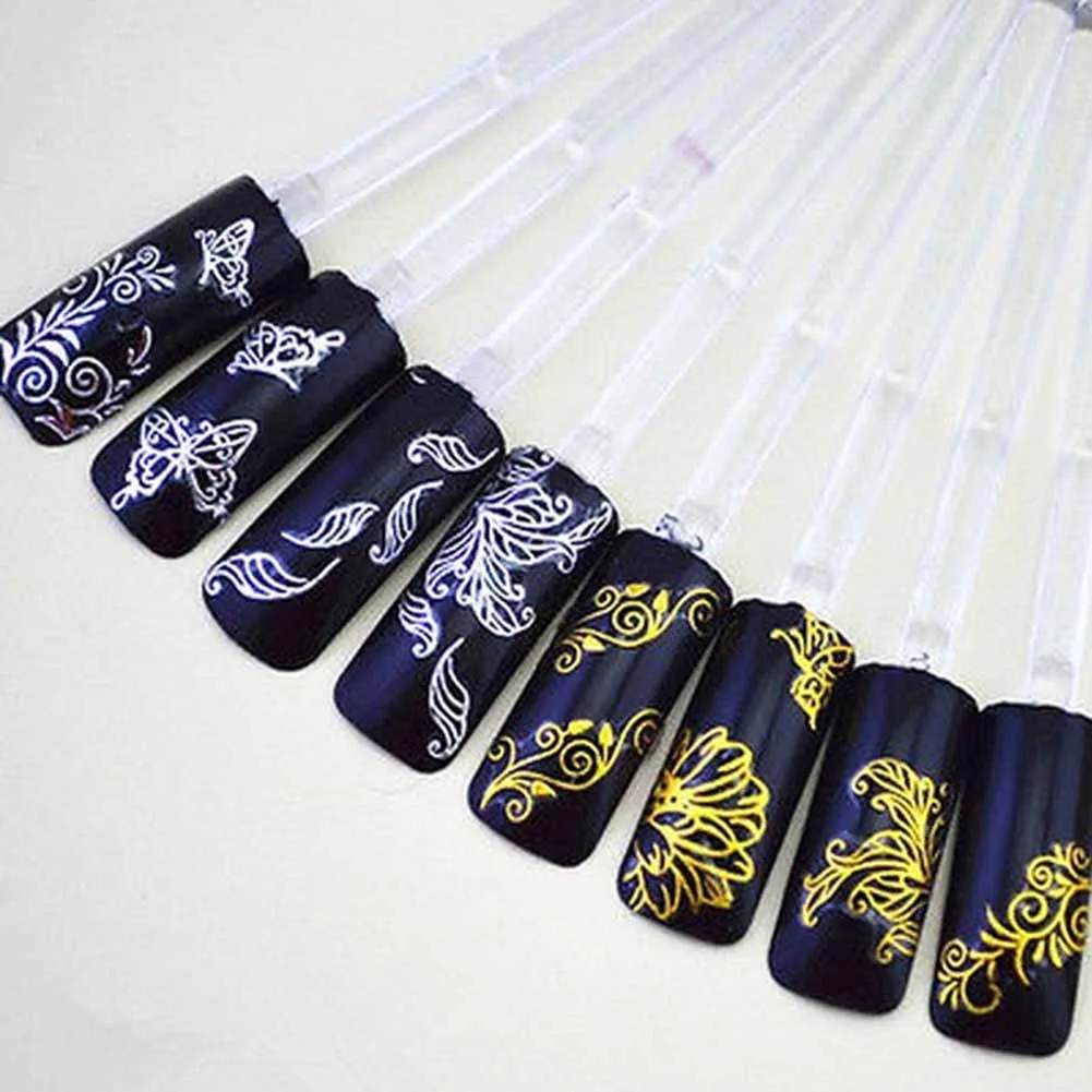 12 шт Полые Наклейка с цветком для ногтей Смешанный красочный дизайн женщин Макияж ногтей наклейки@ ME88