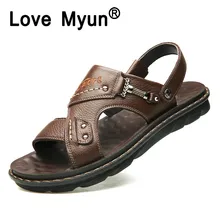Летние сандалии для мужчин кожаные классические римские сандалии тапочки уличные кроссовки Пляжные Резиновые Шлепанцы мужские водонепроницаемые туристические сандалии 213