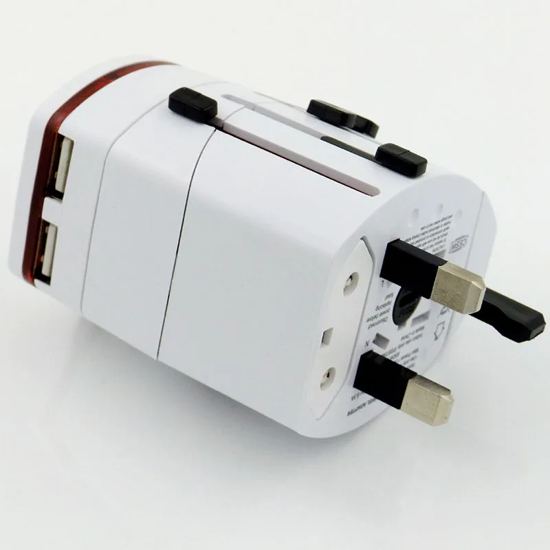 

Quick Shipping Universal Worldwide Travel Power Plug Wall AC Adapter Conversion Socket With Dual USB Charging Port Charger