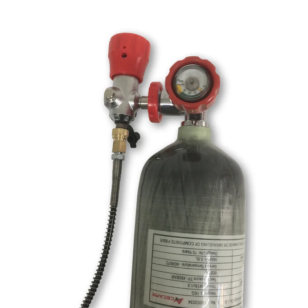 Acecare HPA Пейнтбол Охота Бак для pcp пневматический пистолет 3L бак 4500psi композитного углеродного волокна цилиндр + красный клапан АЗС