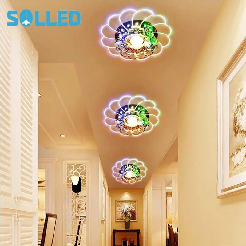 

SOLLED Colorful 5W Crystal Chandelier LED Ceiling Lamp for Hallway, Bedroom, Kitchen Decoration