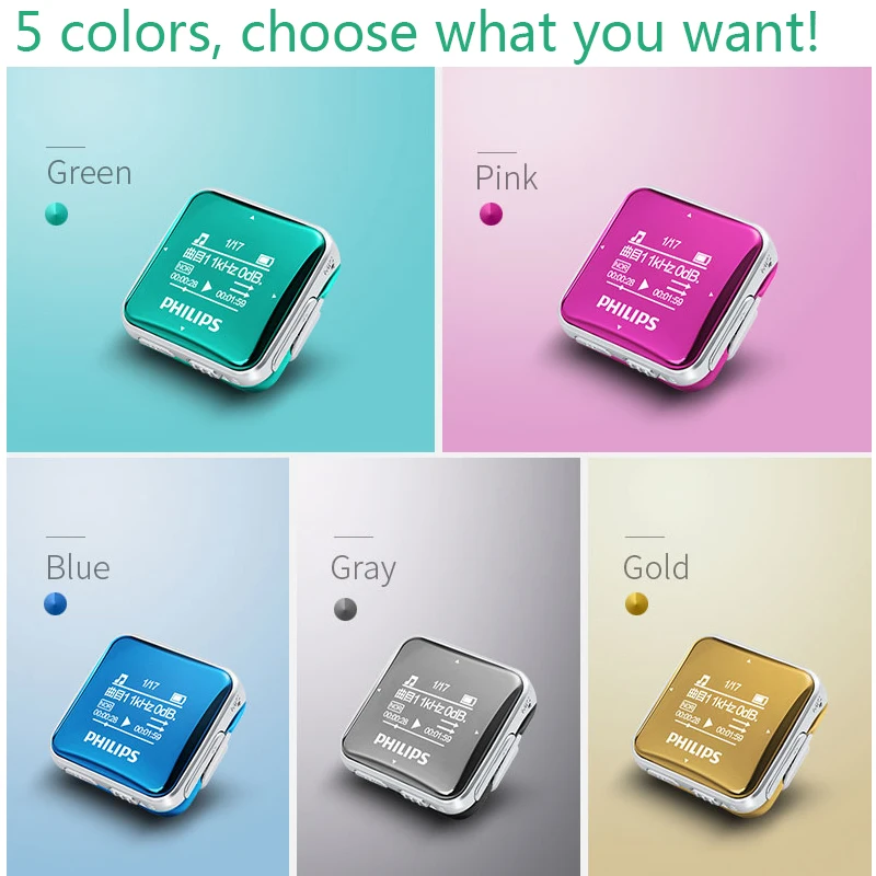 Skup Philips Music odtwarzacz MP3 8GB sportowy klip Mini bezstratny ekran Stereo Fullsound Walkman z radiem FM nagrywaniem SA2208