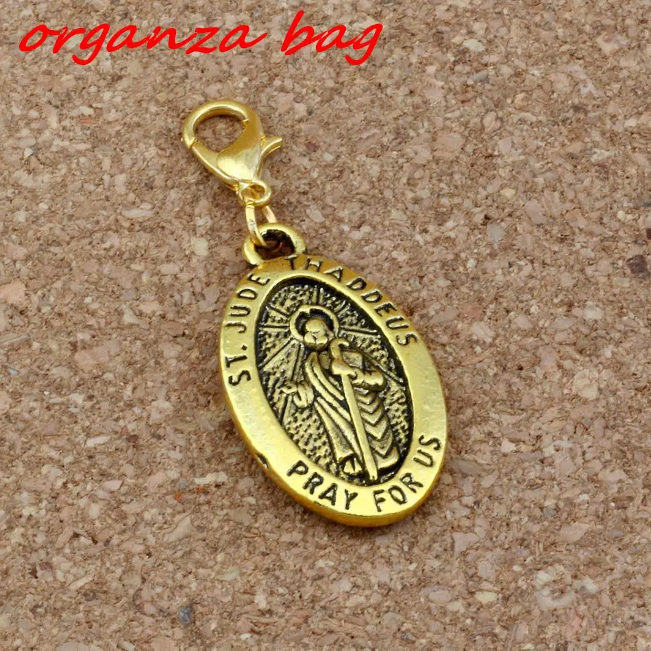 

Hot ! 15pcs Antique gold Alloy ST. JUDE THADDEUS Charms Lobster clasp Pendants 16X 42MM DIY Jewelry